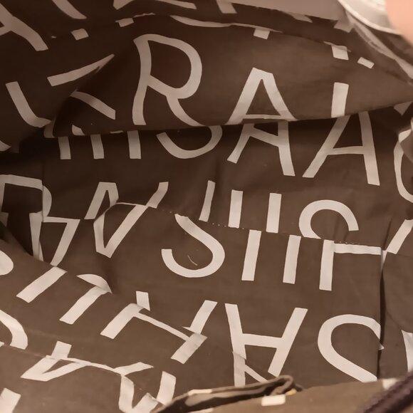 Isaac Mizrahi canvas & faux leather extra large shoulder tote bag purse - Picture 5 of 16